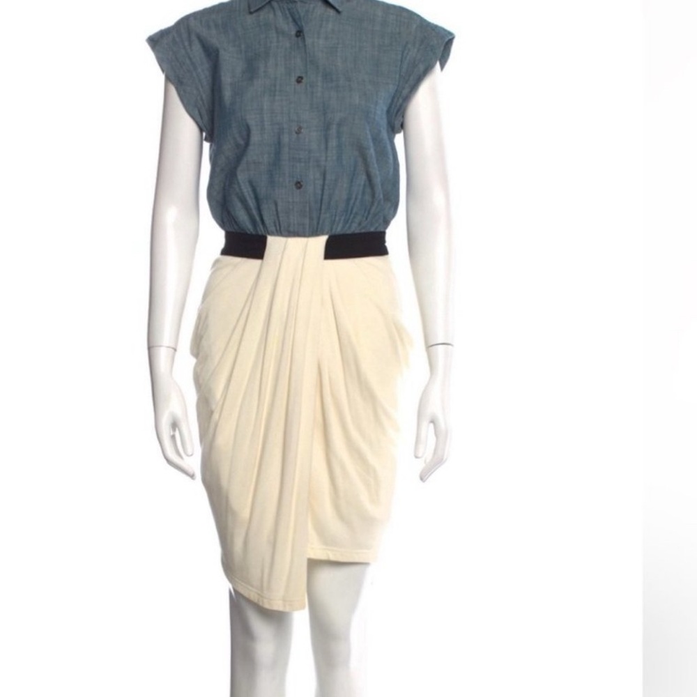 Alexander Wang Cream and Blue Asymmetrical Dress